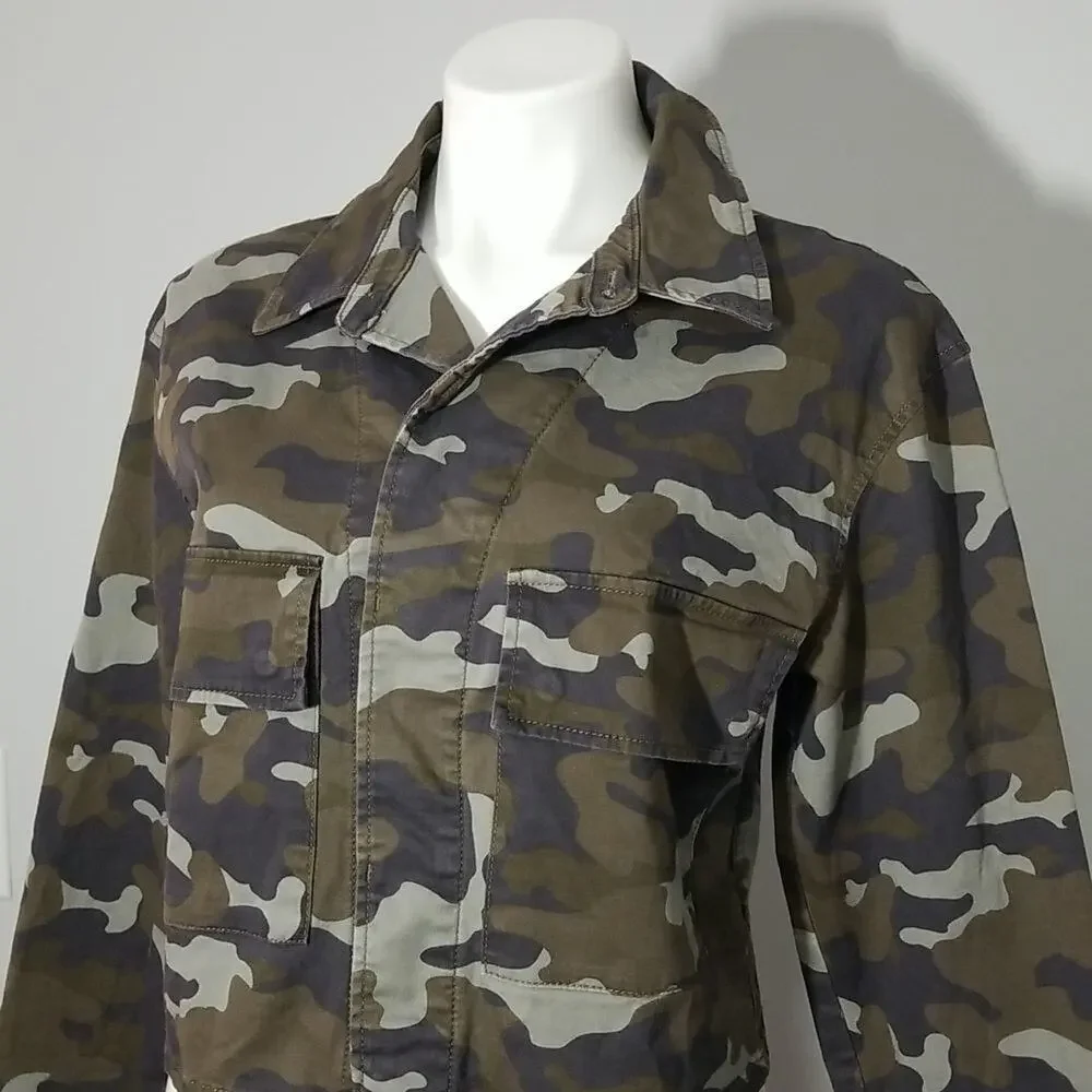 Express Camo Cropped Jacket Women's XS/S NWT Military Green Full Zip